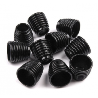Cord end - metal grooved black 8 mm