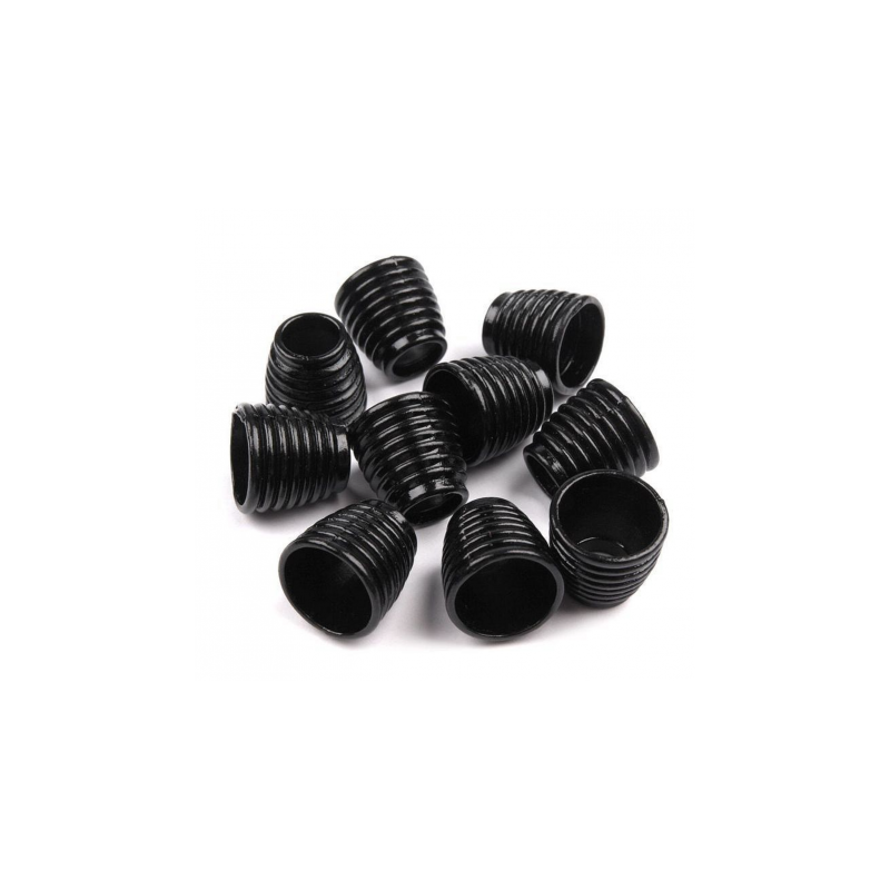 Cord end - metallic grooved black 8 mm