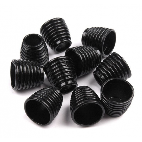Cord end - metal grooved black 8 mm