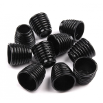 Cord end - metallic grooved black 8 mm