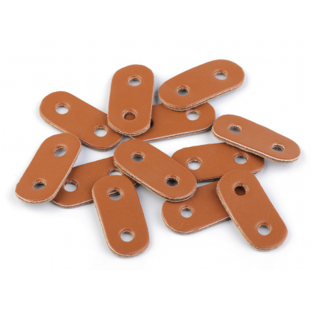 Embout de cordon - 2 trous cuir marron clair 5 mm