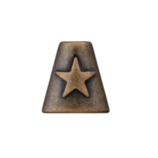 Cord end metal with star 15mm antique brass
