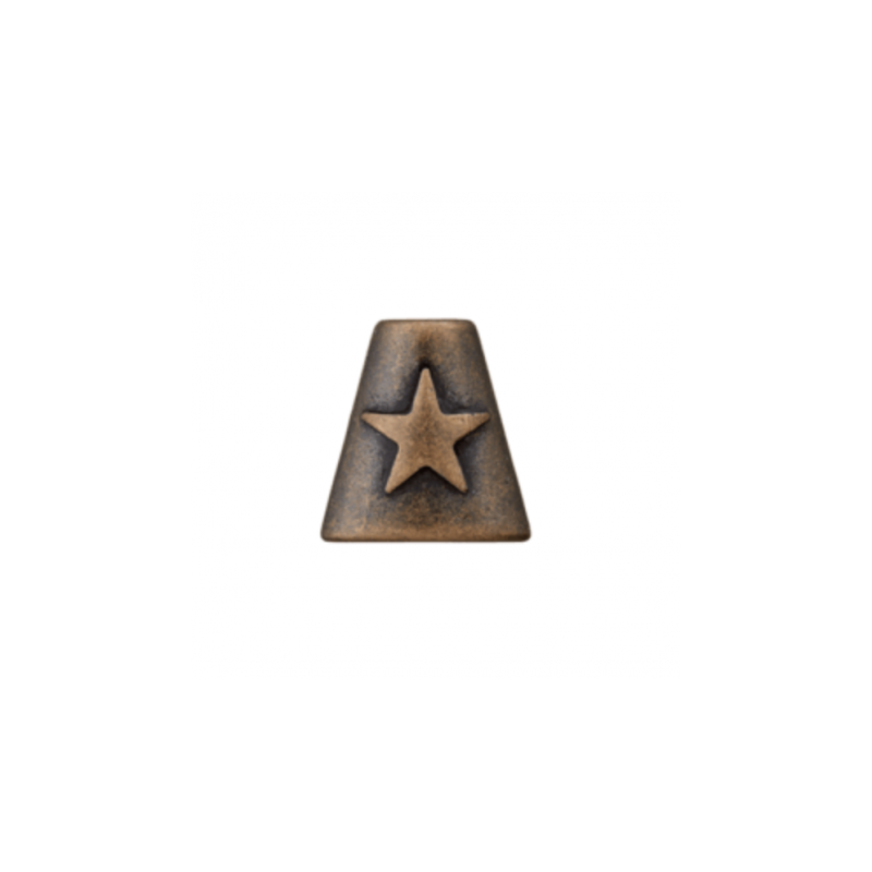 Cord end metal with star 15mm antique brass
