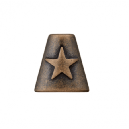 Cord end metal with star 15mm antique brass