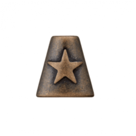 Cord end metallic with star 15mm antique brass