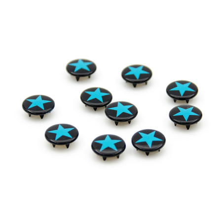 Snap fastener - Urmelis Stoffwelt - Sterndli turquoise on black