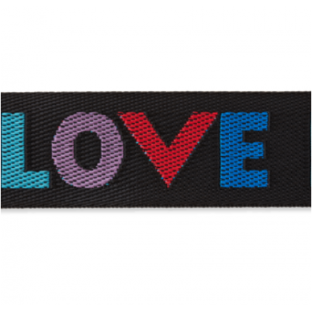 Bandoulière de sac Love 38 mm noire/colorée