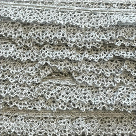 tissu de dentelle à volants 16 mm (l) gris clair