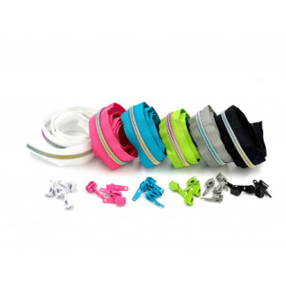 Endless zipper metallic rainbow 6.5mm 1m incl. 4 zipper pulls