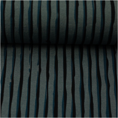 French Terry - T.Berger - Wood Stripes dusty blue