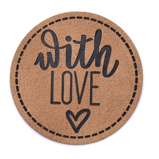 Étiquette similicuir XXL - With Love ronde marron