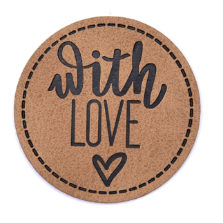 XXL Kunstlederlabel - With Love round brown