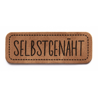 XXL synthetic leather label - self-sewn brown