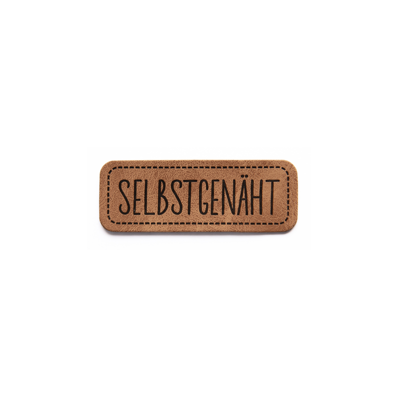 XXL synthetic leather label - self-sewn brown