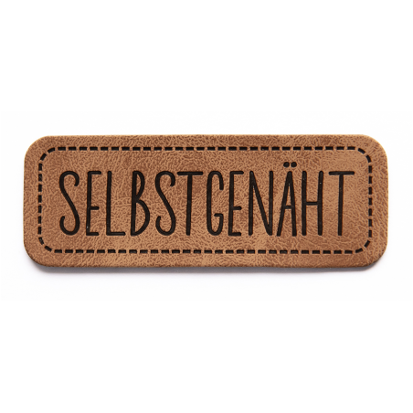 XXL synthetic leather label - self-sewn brown