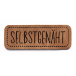 XXL synthetic leather label - self-sewn brown