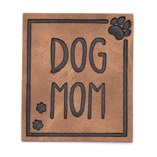 XXL synthetic leather label - Dog Mom brown
