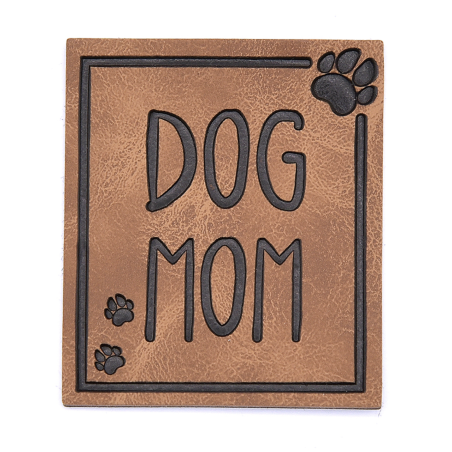 XXL synthetic leather label - Dog Mom brown