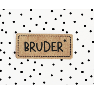 XL Kunstlederlabel - Bruder braun "iron-on"