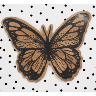 XL Kunstlederlabel - Papillon brun iron-on