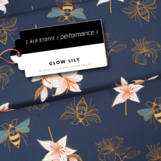 Tissu de fonction bio - Performance Activewear Glow Lily navy