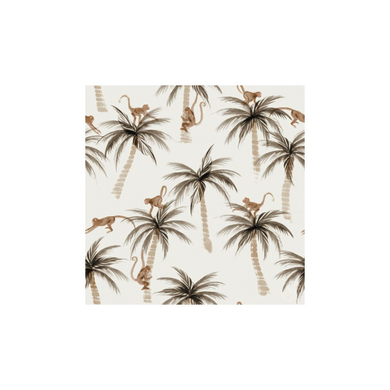 Reste - Tissu pour maillot de bain - Palms & Monkeys écru 81cm