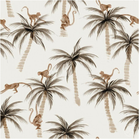 Leftover - swimming trunks fabric - Palms & Monkeys offwhite 81cm