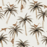 Reste - Tissu pour maillot de bain - Palms & Monkeys écru 81cm