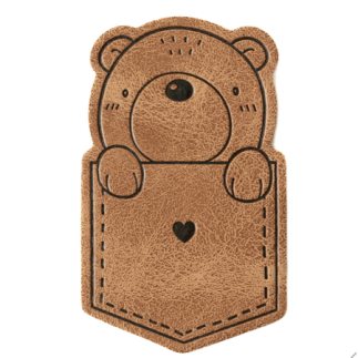 XXL Kunstlederlabel - Pocket Bear braun