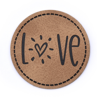 Étiquette similicuir similicuir XXL - Love round marron