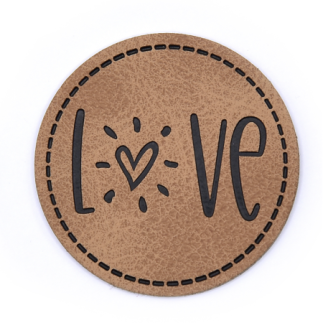 XXL Kunstlederlabel - Love round brown