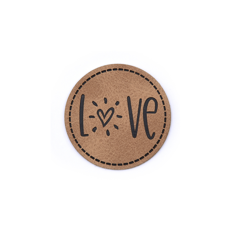 Étiquette similicuir similicuir XXL - Love round marron