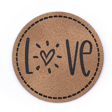 Étiquette similicuir similicuir XXL - Love round marron