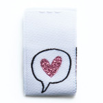 Woven Label - Bubbleheart Glitter blanc