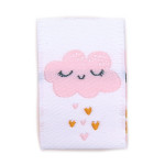 Woven Label - Nuage rose sur blanc