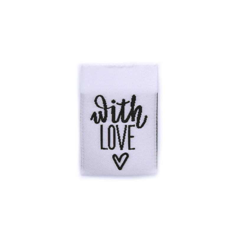 Woven Label - with love blanc