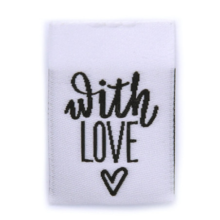Woven Label - with love blanc