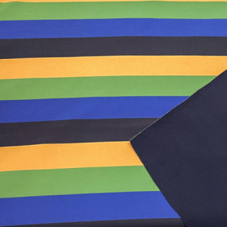 Leftover - softshell - Block stripes blue/green/yellow 88cm