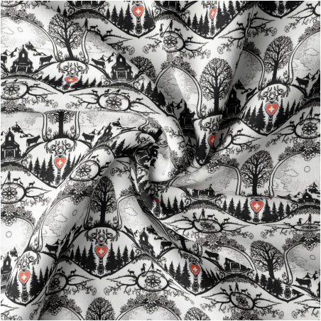 Cotton satin - paper cut "Wiesenberg" white
