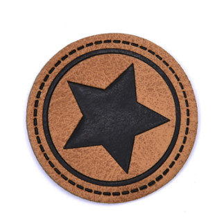 XL Kunstlederlabel - Big star round brown