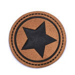XL synthetic leather label - Big star round brown