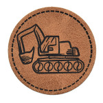 XXL Kunstlederlabel - excavator round brown