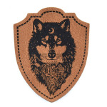 Étiquette similicuir XXL - crête de loup marron