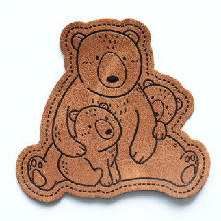 XXL Kunstlederlabel - Bearfamily brun