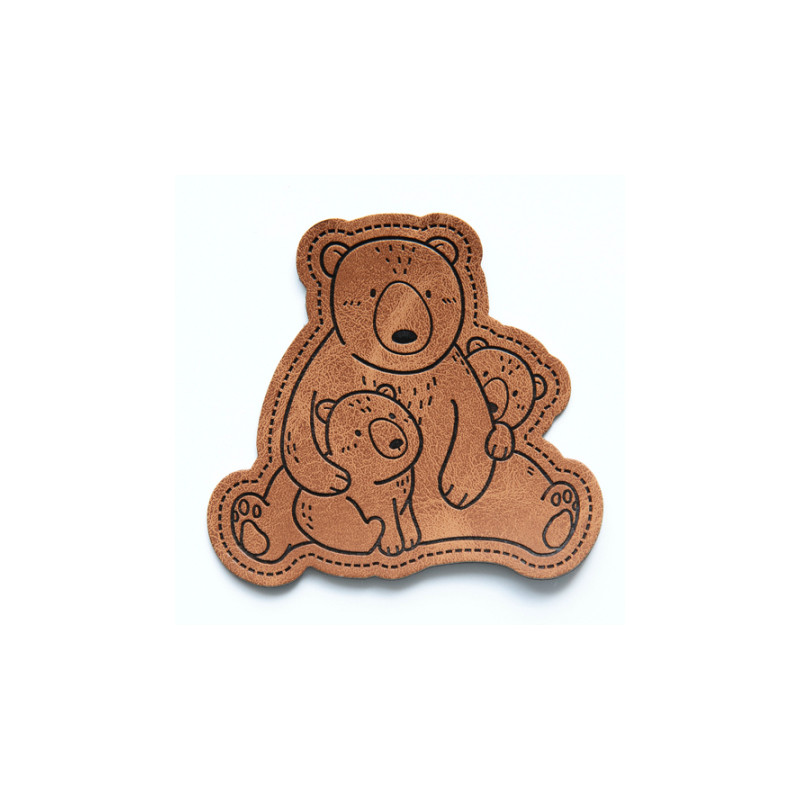 Étiquette similicuir XXL - Bearfamily marron
