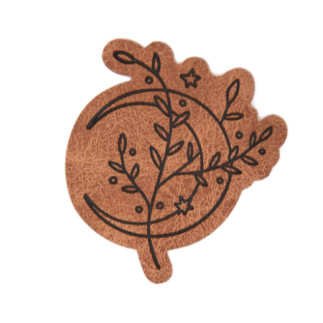 XXL synthetic leather label - Boho moon brown