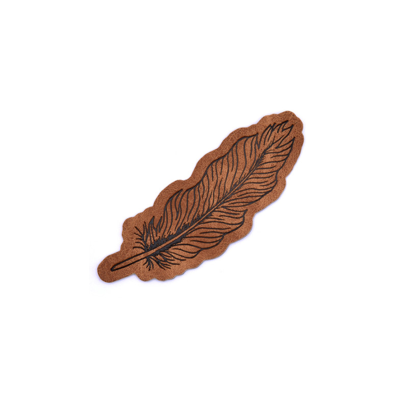 Étiquette similicuir XXL - Marron plume