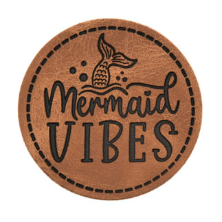 XXL synthetic leather label - Mermaid vibes round brown