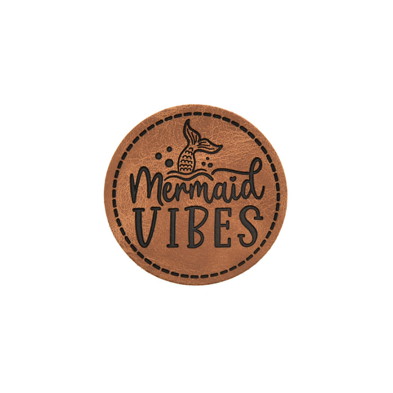 XXL synthetic leather label - Mermaid vibes round brown
