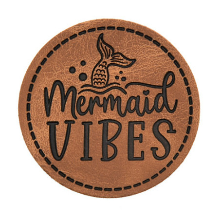 XXL synthetic leather label - Mermaid vibes round brown